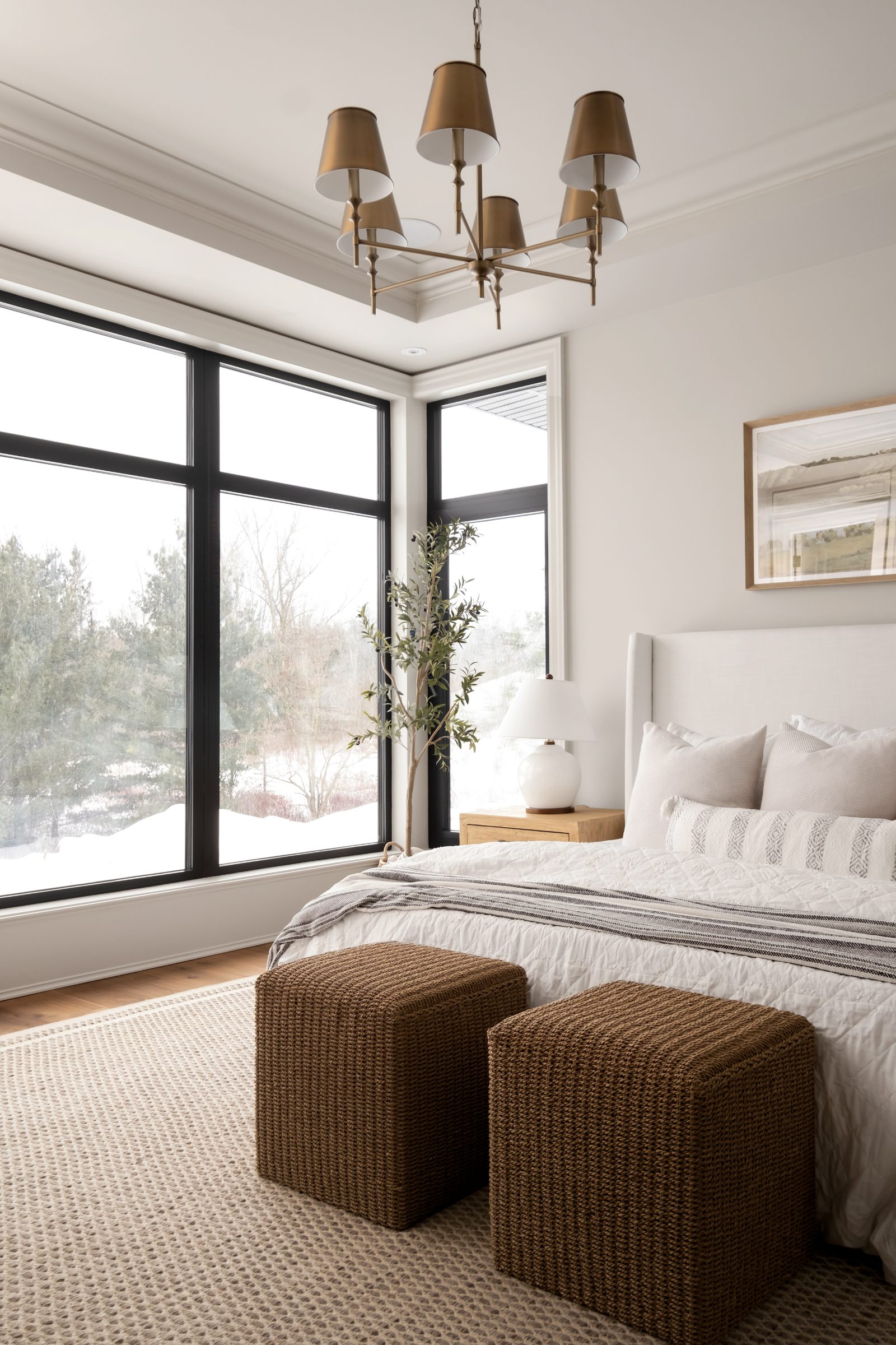 Bedroom with steel-framed windows
